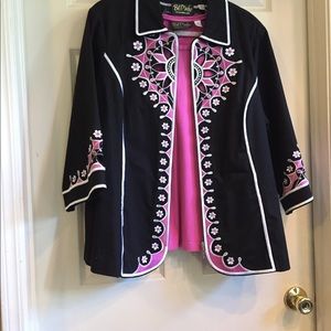 Bob Mackie short sleeve top with Jacket, 1X